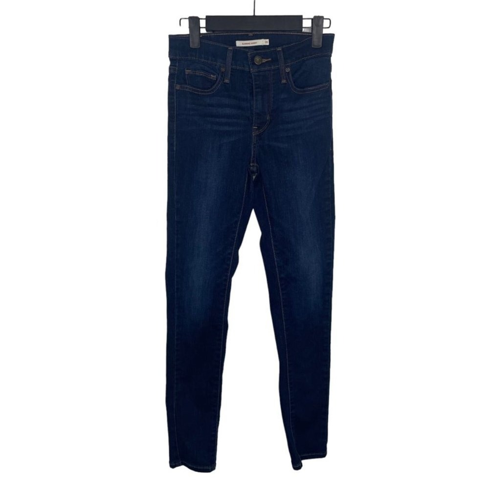 Levis Slimming Skinny Jeans Womens 26 Dark Indigo Blue High Rise Denim